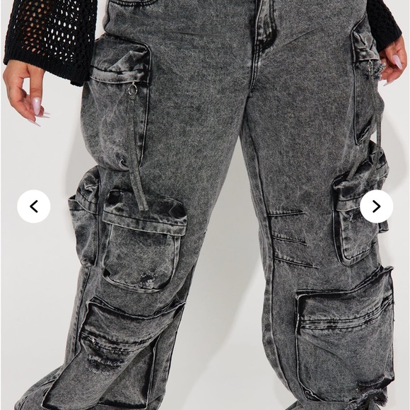 Fashion Nova Black and Gray Cargo Joggers - Picture 2 of 4